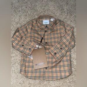 Burberry Kids Tan and Black Checkered Shirt